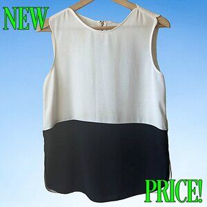 Zara Colorblock Black and White Sleeveless Blouse, Sz S